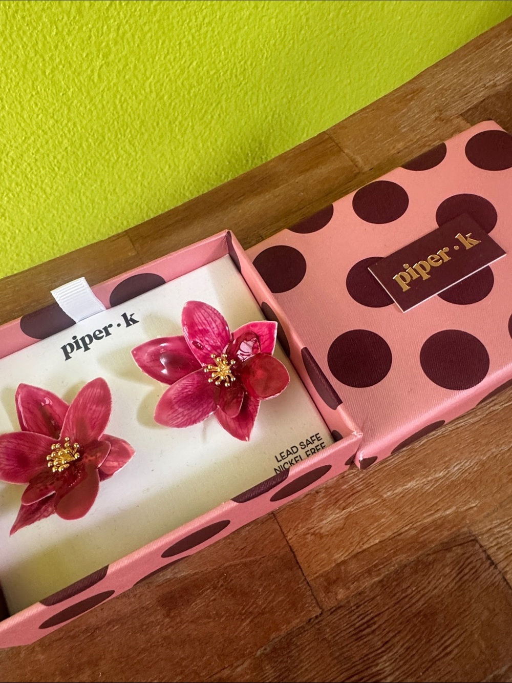 Piper Pink Floral Earrings with Gold Centers
